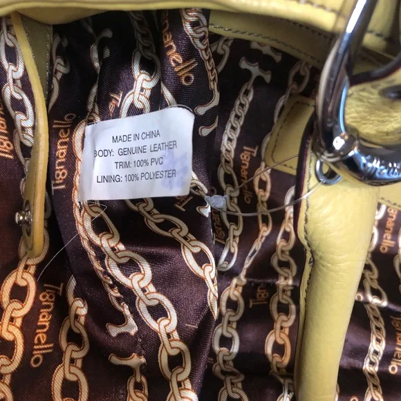 Tignanello Yellow Shoulder Bag with Leather Finish and Structured Design - Picture 6 of 13